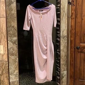 A purple shimmering ball gown